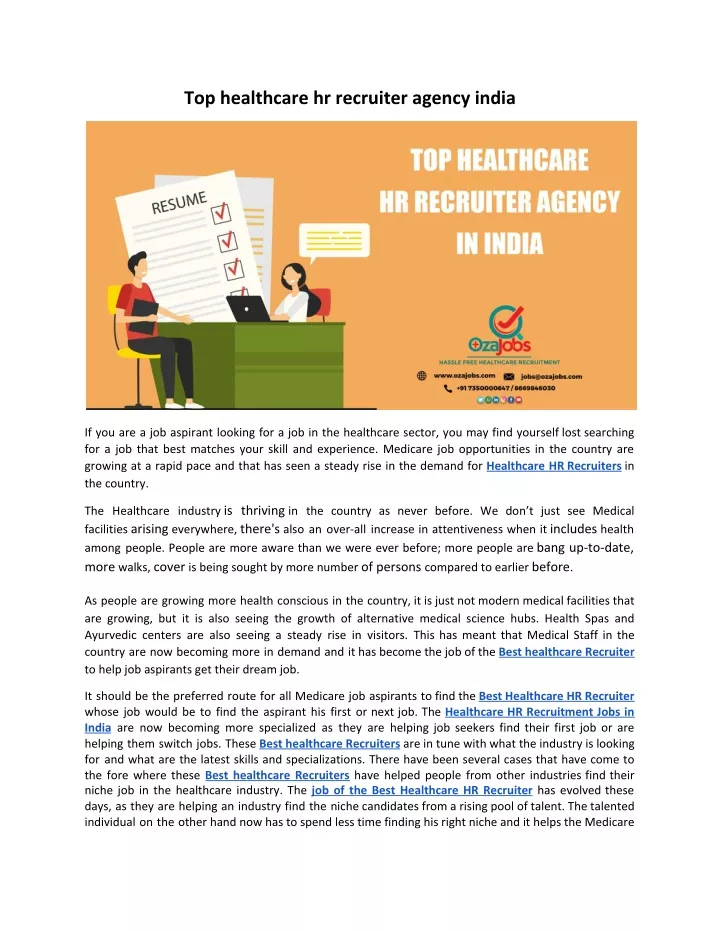 top healthcare hr recruiter agency india