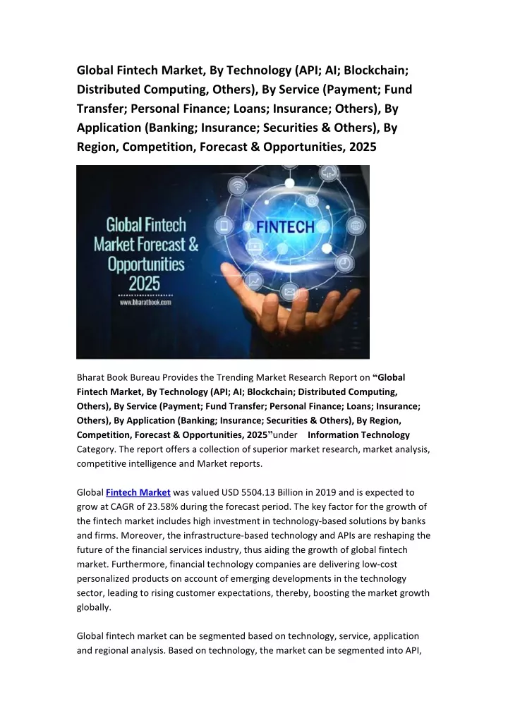 global fintech market by technology