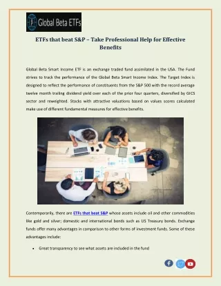 ETFs that beat S&P – Take Professional Help for Effective Benefits