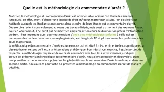 Quelle est la méthodologie du commentaire d’arrêt ?