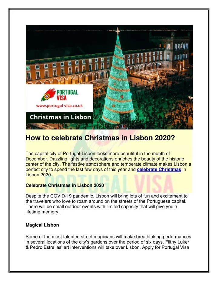 how to celebrate christmas in lisbon 2020