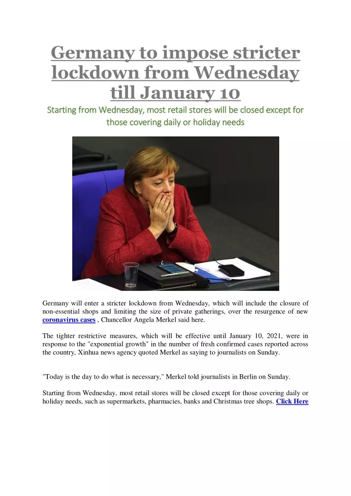 germany to impose stricter lockdown from