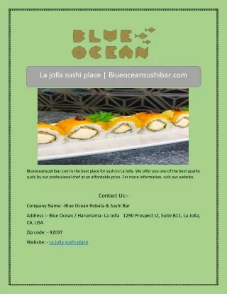 la jolla sushi place blueoceansushibar com
