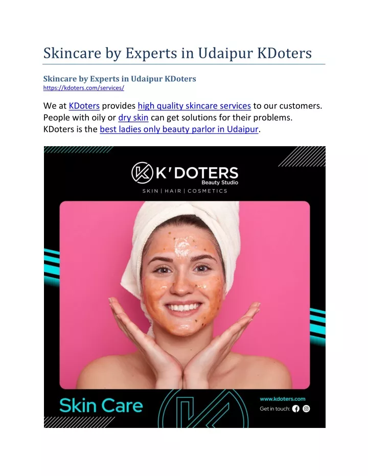 skincare by experts in udaipur kdoters