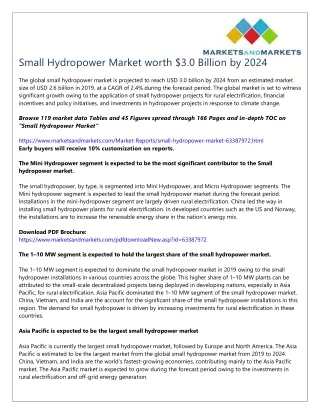 Small Hydropower Market worth $3.0 Billion by 2024