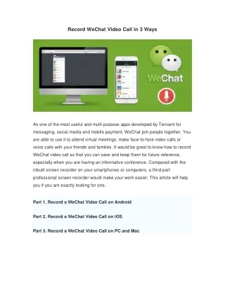 record wechat video call in 3 ways