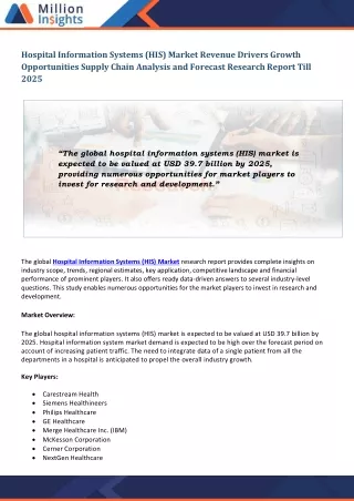 hospital information systems his market revenue