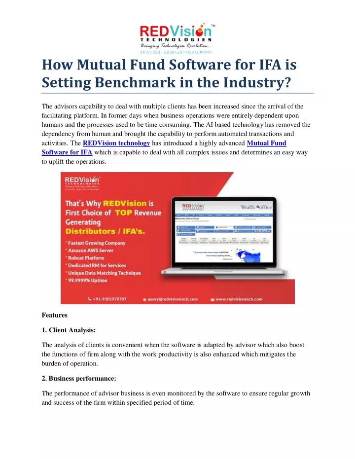 how mutual fund software for ifa is setting