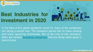 Best Industries for investment in 2020