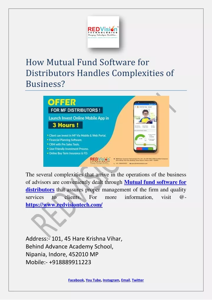 how mutual fund software for distributors handles