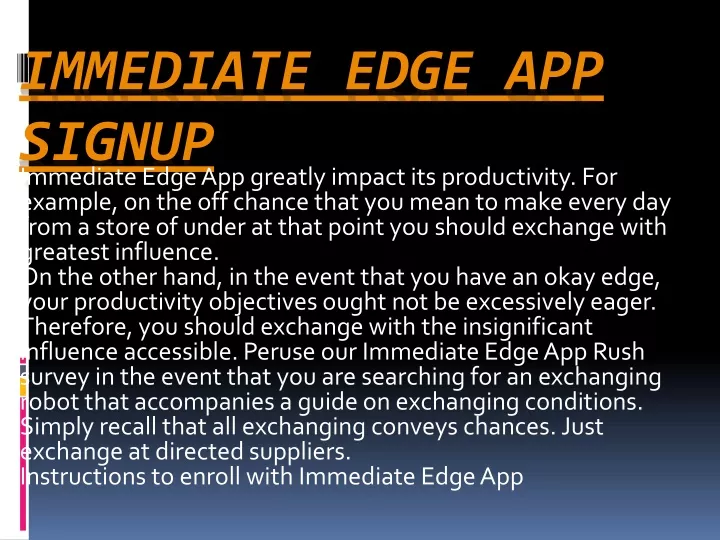 immediate edge app signup immediate edge