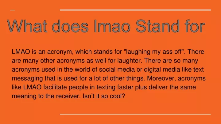 what does lmao stand for