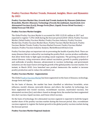 poultry vaccines market trends demand insights