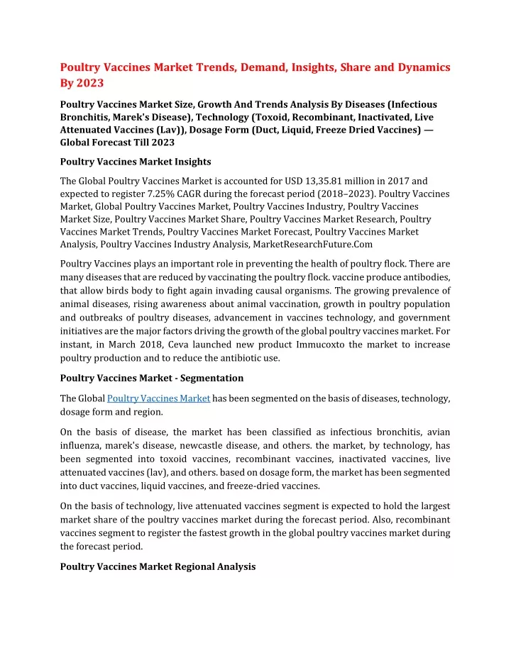 poultry vaccines market trends demand insights