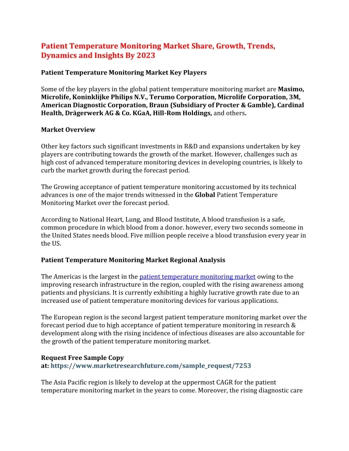 patient temperature monitoring market share