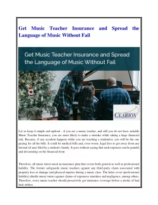 Get Music Teacher Insurance and Spread the Language of Music Without Fail