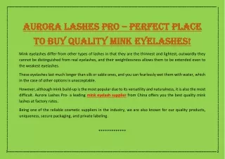 Aurora Lashes Pro – Perfect Place to Buy Quality Mink Eyelashes!