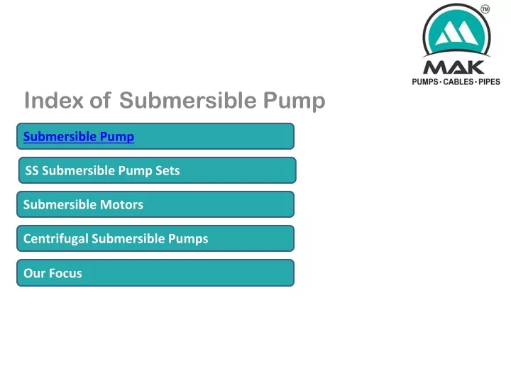 index of submersible pump