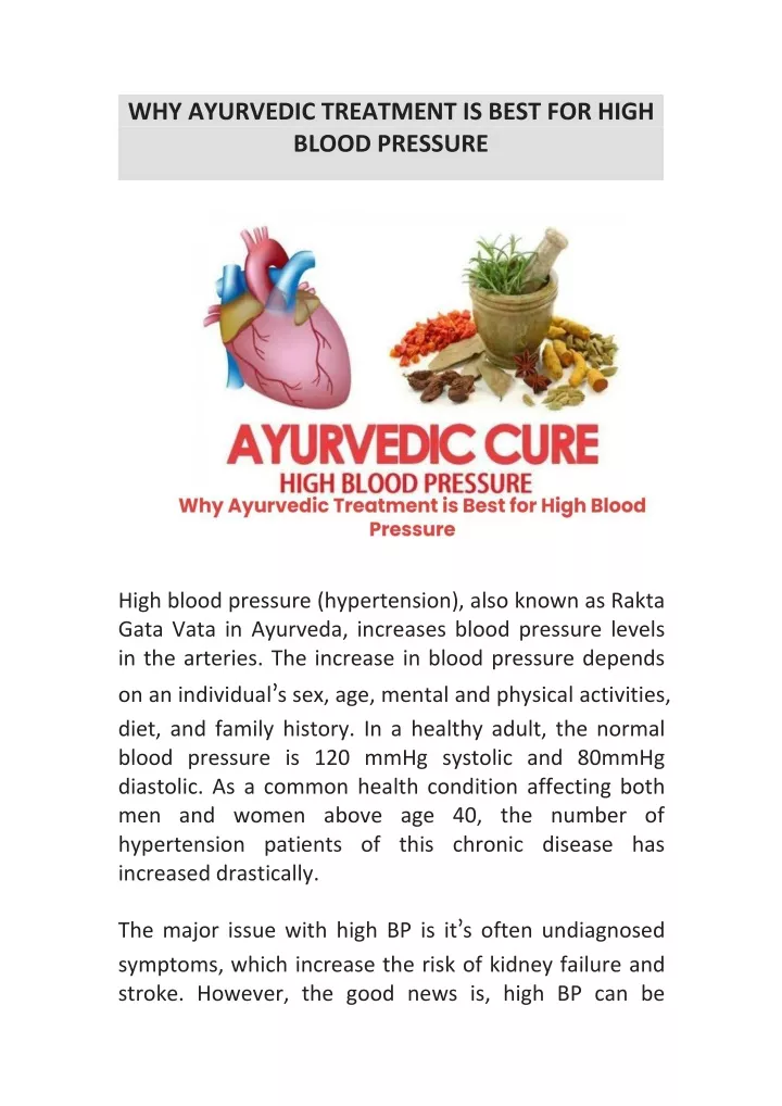 why ayurvedic treatment is best for high blood