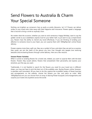 Send flowers to Australia