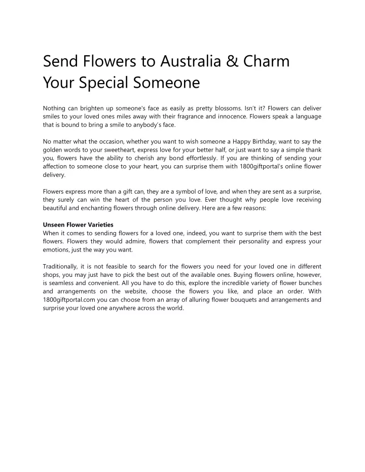 send flowers to australia charm your special