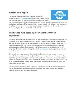 tweede huis kopen