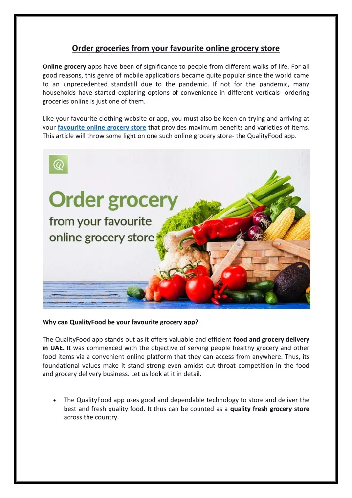 order groceries from your favourite online