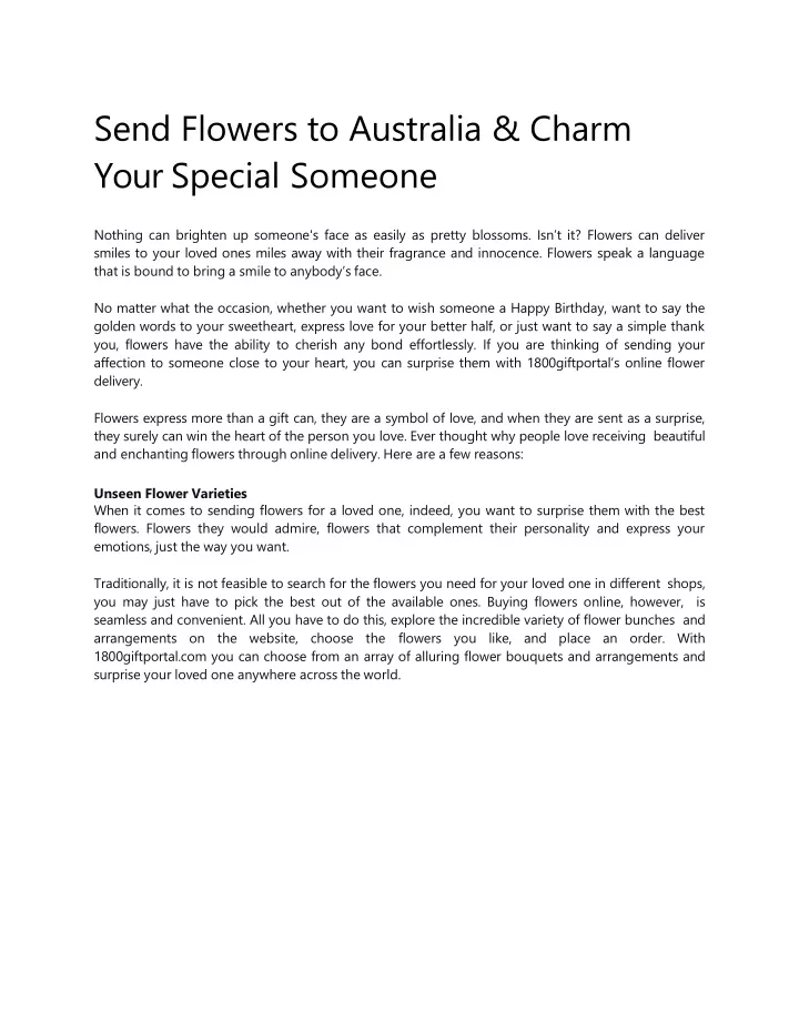 send flowers to australia charm your special someone