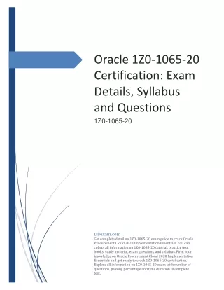 Oracle 1Z0-1065-20 Certification: Exam Details, Syllabus and Questions