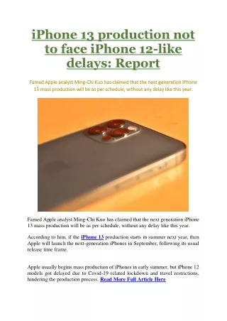 iphone 13 production not to face iphone 12 like
