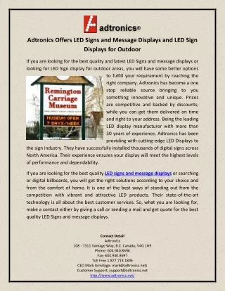 adtronics offers led signs and message displays