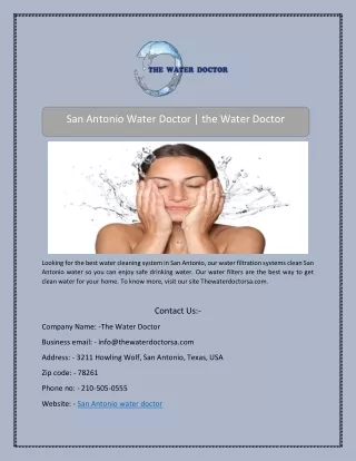 San Antonio Water Doctor | The Water Doctor