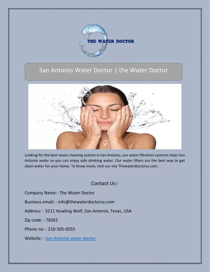 san antonio water doctor the water doctor