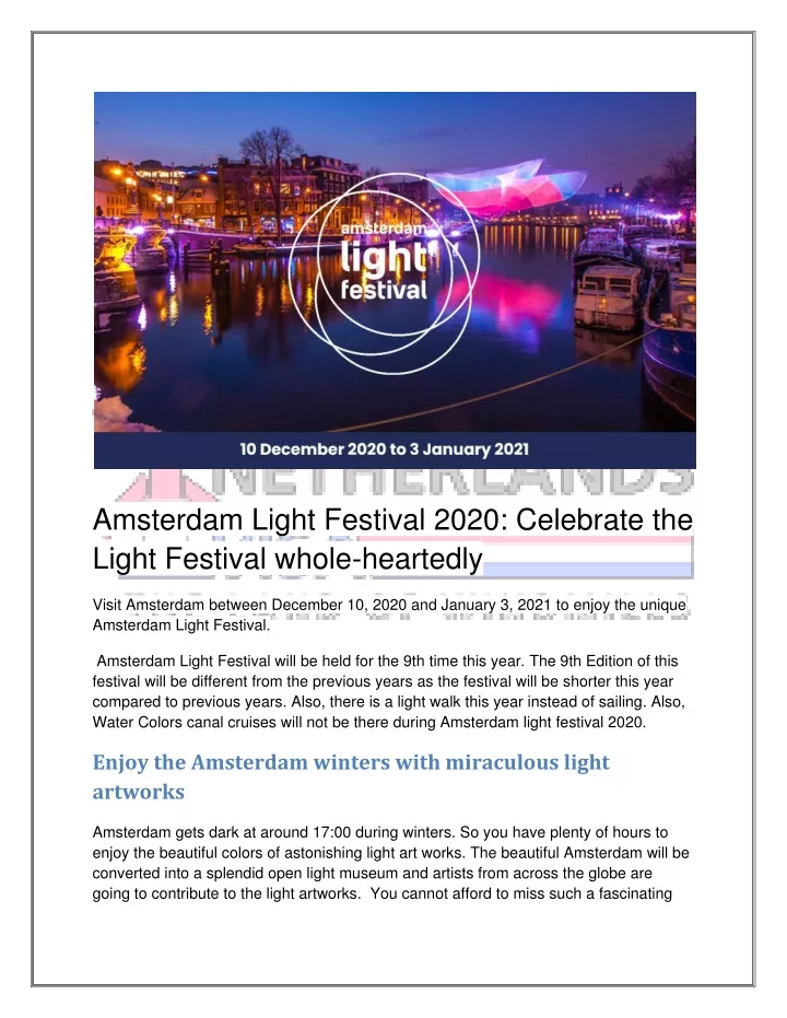 amsterdam light festival 2020 celebrate the light