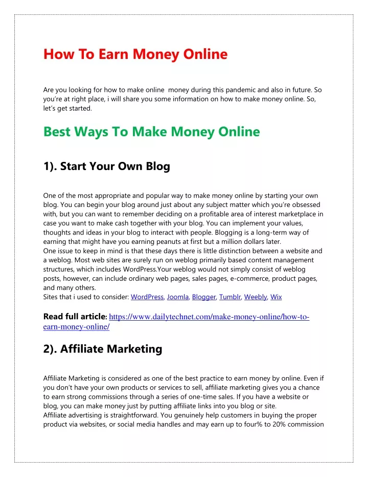 how to earn money online are you looking