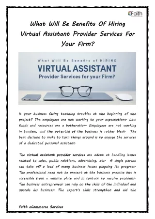 What Will Be Benefits Of Hiring Virtual Assistant Provider Services For Your Firm?