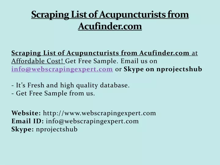 scraping list of acupuncturists from acufinder com