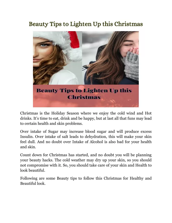 beauty tips to lighten up this christmas beauty