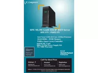 HPE ML350 Gen10 4214 1P  8SFF Server