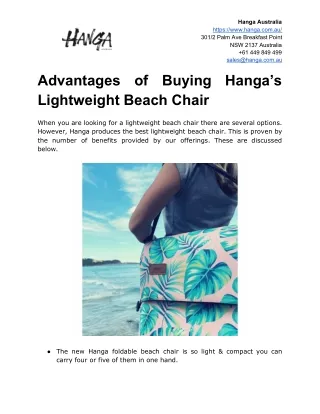 Advantages of Buying Hanga’s Lightweight Beach Chair