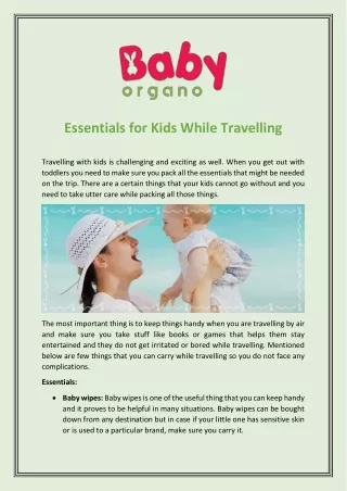 Necessary Things for Kids While Travelling