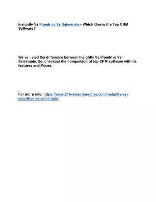 insightly vs pipedrive vs salesmate which