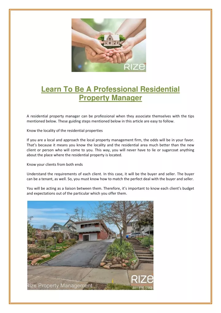 learn to be a professional residential property
