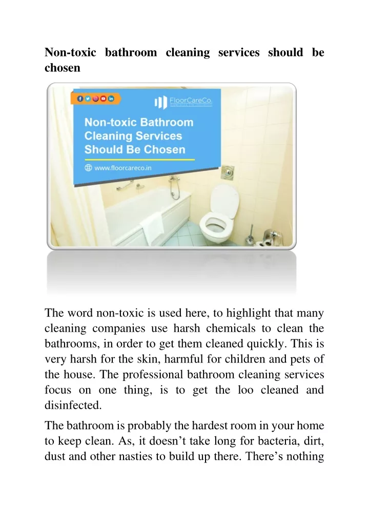 non toxic bathroom cleaning services should