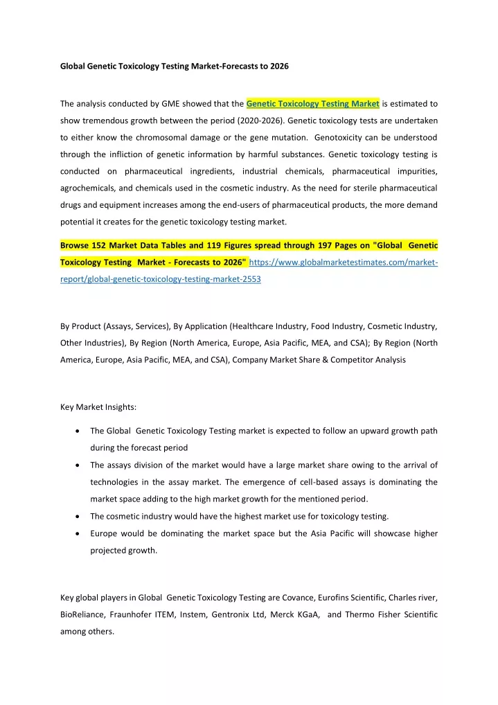 global genetic toxicology testing market