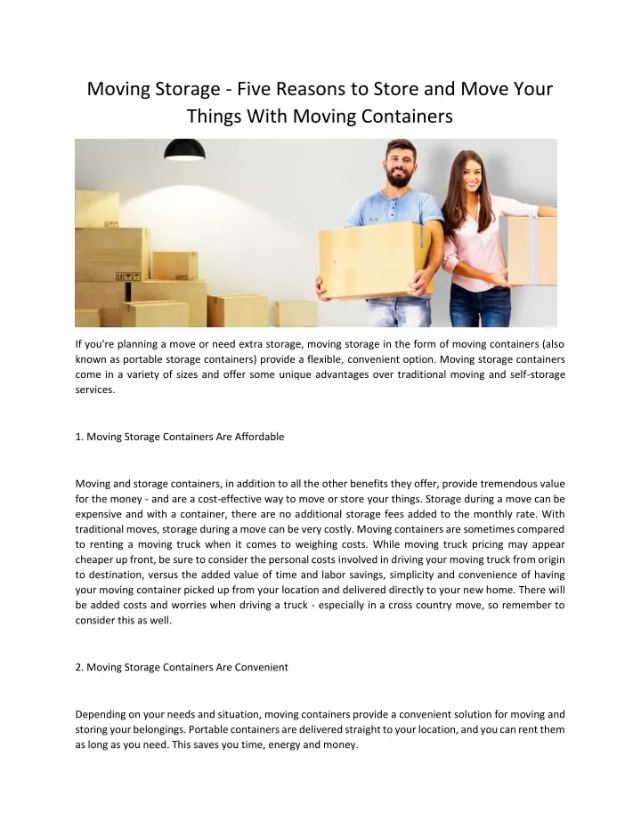 moving storage five reasons to store and move