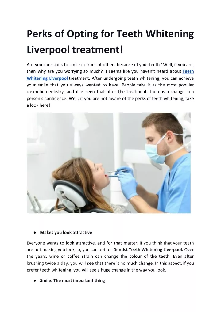 perks of opting for teeth whitening liverpool