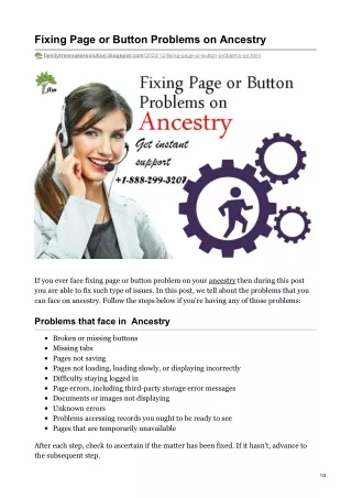 fixing page or button problems on ancestry