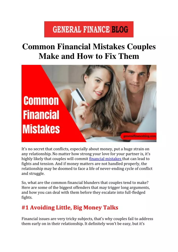 common financial mistakes couples make