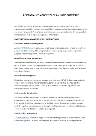 5 essential components of an iwms software